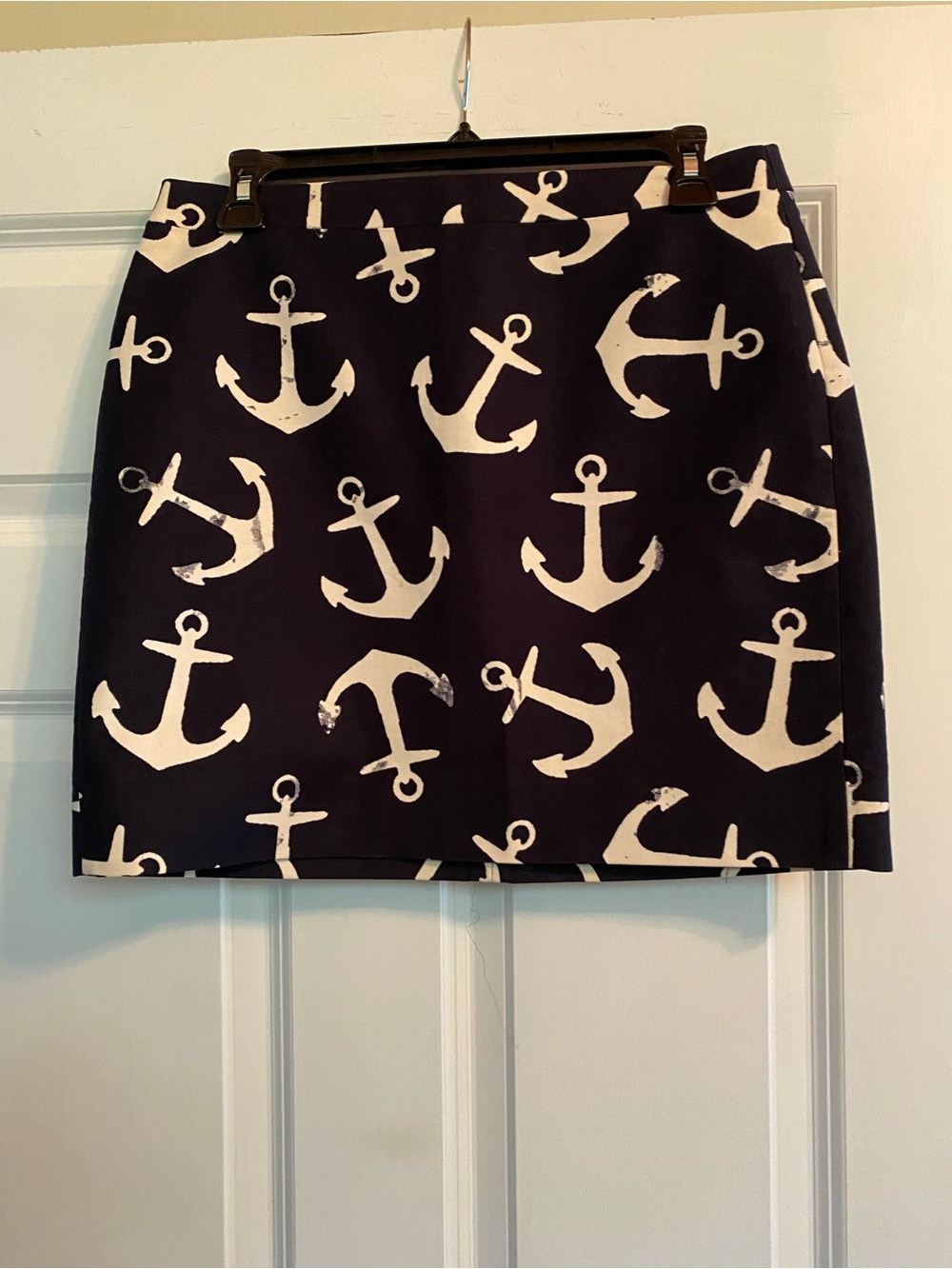 J. Crew Navy Mini Skirt with White Anchor Print